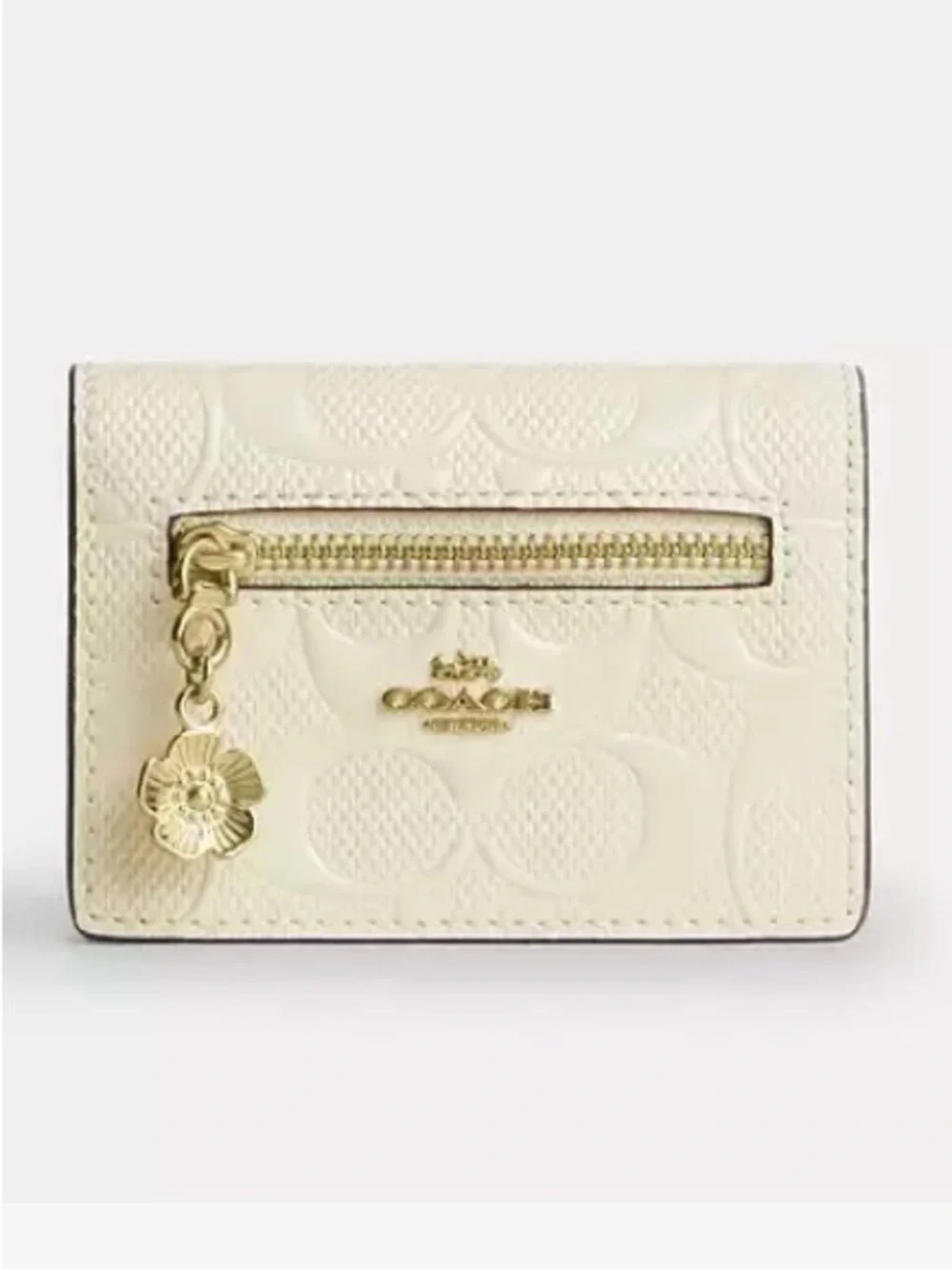 Coach Card Case With Charm In Signature Leather— Light Lemon
